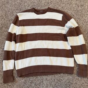 Brandy Melville Brown and White Striped Sweatshirt